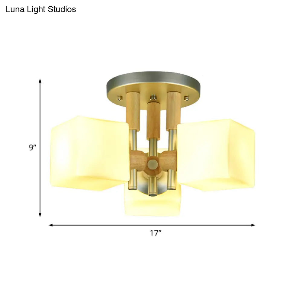 Lámpara de techo DecorBites™ Modern Cube de 3 luces, de cristal y madera