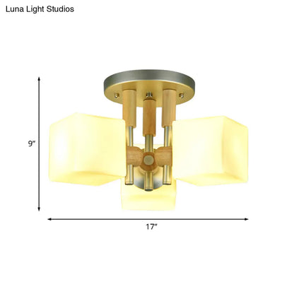 Lámpara de techo DecorBites™ Modern Cube de 3 luces, de cristal y madera