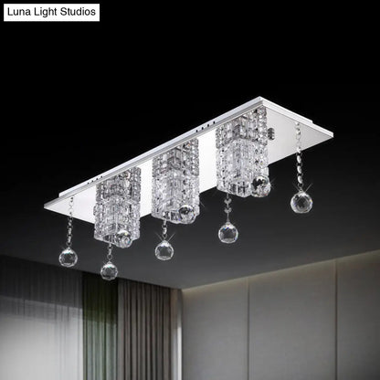 Lámpara de techo empotrada DecorBites™ Modern Cube de níquel con pantalla de cristal transparente y esferas de luz blanca/cálida