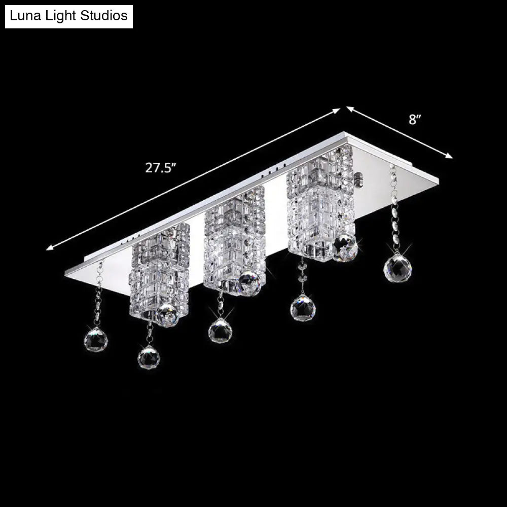 Lámpara de techo empotrada DecorBites™ Modern Cube de níquel con pantalla de cristal transparente y esferas de luz blanca/cálida