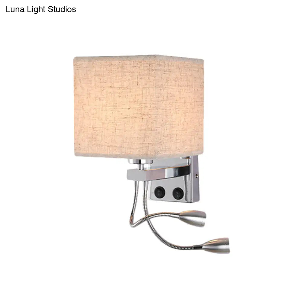 Aplique de pared cúbico moderno DecorBites™ con pantalla de tela - 1 luz, disponible en blanco/negro/beige