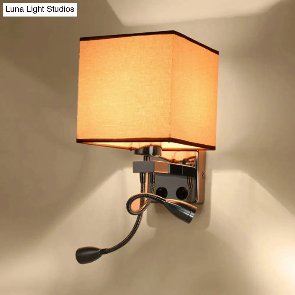 Aplique de pared cúbico moderno DecorBites™ con pantalla de tela - 1 luz, disponible en blanco/negro/beige