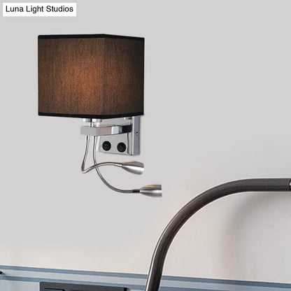 Aplique de pared cúbico moderno DecorBites™ con pantalla de tela - 1 luz, disponible en blanco/negro/beige