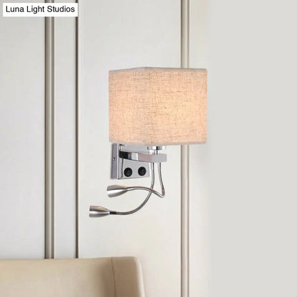 Aplique de pared cúbico moderno DecorBites™ con pantalla de tela - 1 luz, disponible en blanco/negro/beige