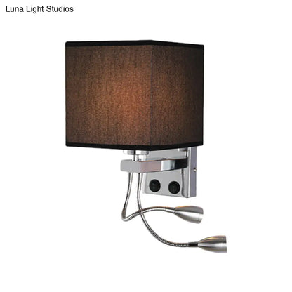 Aplique de pared cúbico moderno DecorBites™ con pantalla de tela - 1 luz, disponible en blanco/negro/beige