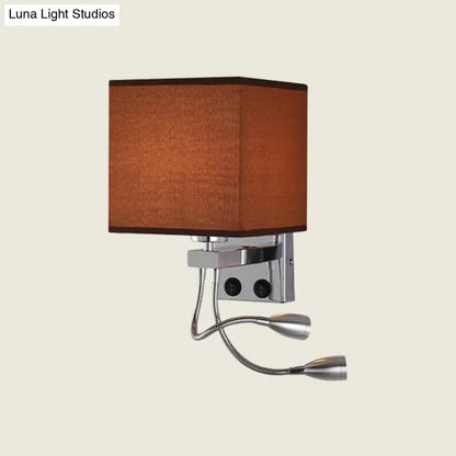 Aplique de pared cúbico moderno DecorBites™ con pantalla de tela - 1 luz, disponible en blanco/negro/beige