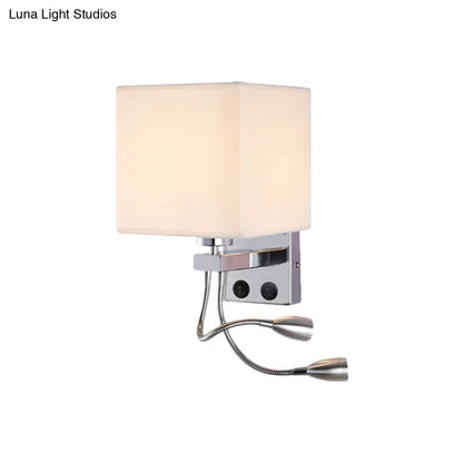 Aplique de pared cúbico moderno DecorBites™ con pantalla de tela - 1 luz, disponible en blanco/negro/beige