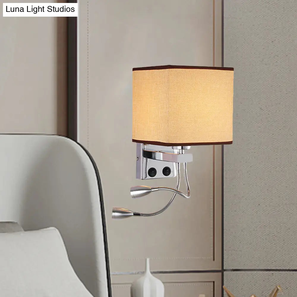 Aplique de pared cúbico moderno DecorBites™ con pantalla de tela - 1 luz, disponible en blanco/negro/beige