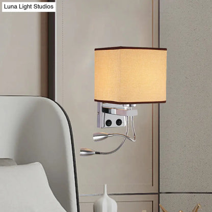 Aplique de pared cúbico moderno DecorBites™ con pantalla de tela - 1 luz, disponible en blanco/negro/beige