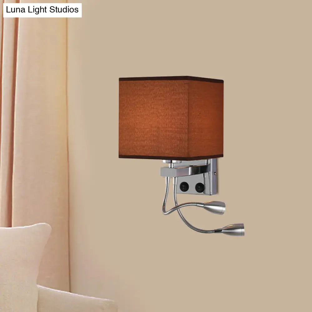 Aplique de pared cúbico moderno DecorBites™ con pantalla de tela - 1 luz, disponible en blanco/negro/beige