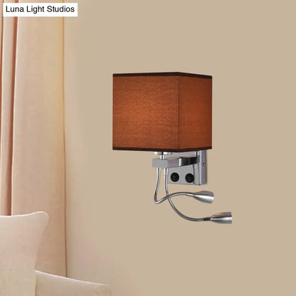 Aplique de pared cúbico moderno DecorBites™ con pantalla de tela - 1 luz, disponible en blanco/negro/beige