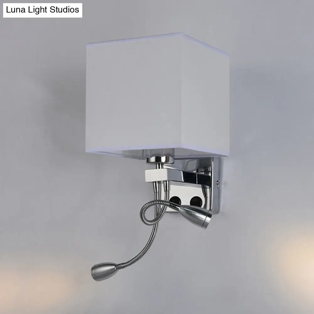 Aplique de pared cúbico moderno DecorBites™ con pantalla de tela - 1 luz, disponible en blanco/negro/beige