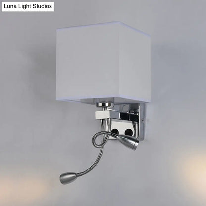 Aplique de pared cúbico moderno DecorBites™ con pantalla de tela - 1 luz, disponible en blanco/negro/beige