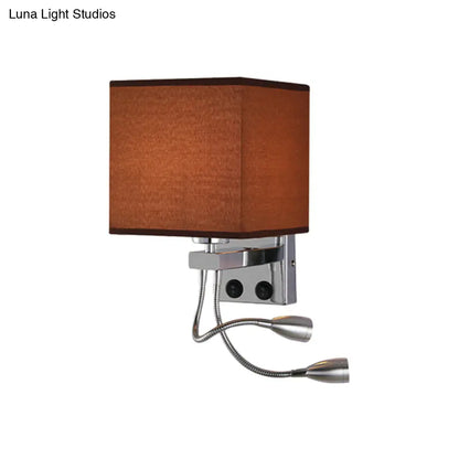 Aplique de pared cúbico moderno DecorBites™ con pantalla de tela - 1 luz, disponible en blanco/negro/beige