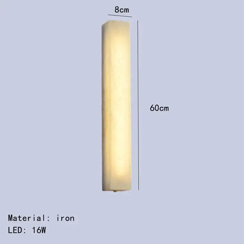 Modern cuboid marble led wall lamp with iron frame and frosted glass diffuser emitting warm white light by decorbites cuboid marble