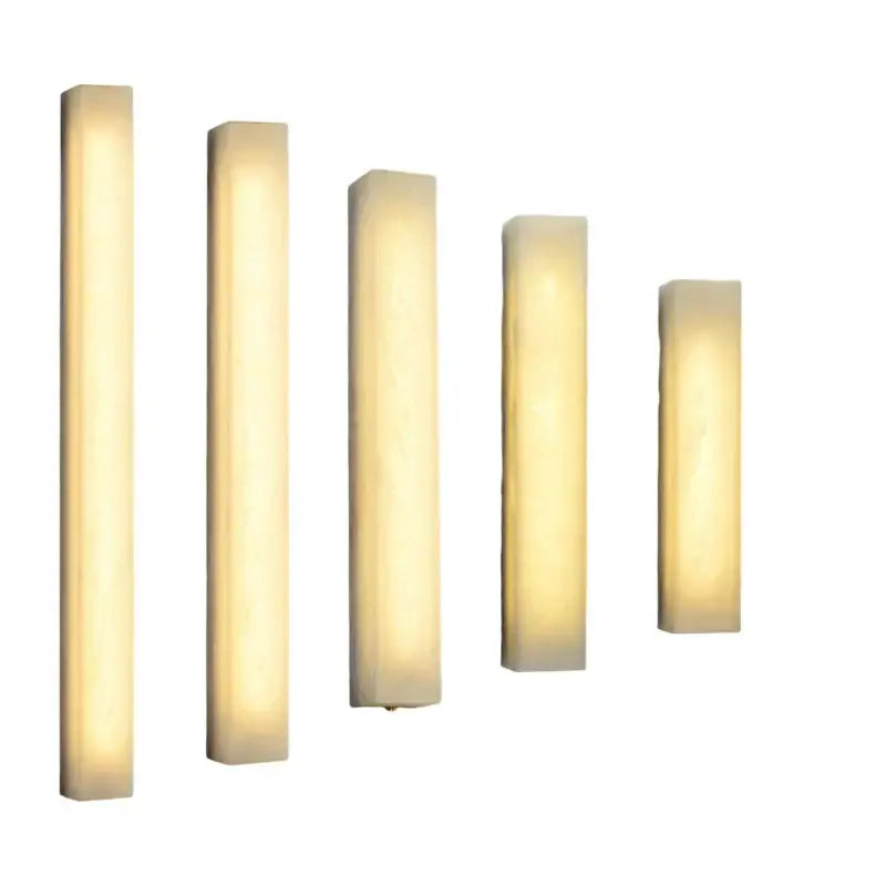 Set of five matte off-white decorbites cuboid marble led wall lamps with warm diffused lighting for bedroom decor