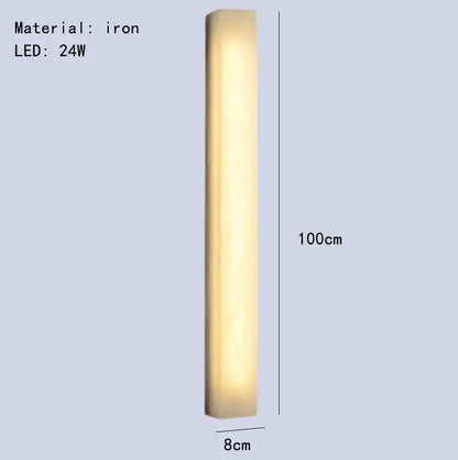 Modern cuboid marble led wall lamp by decorbites 100cm iron rectangular with warm yellow 24w led glow for bedroom lighting