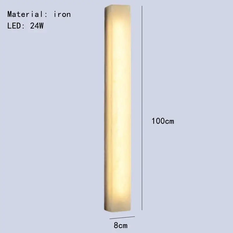 Modern cuboid marble led wall lamp by decorbites 100cm iron rectangular with warm yellow 24w led glow for bedroom lighting