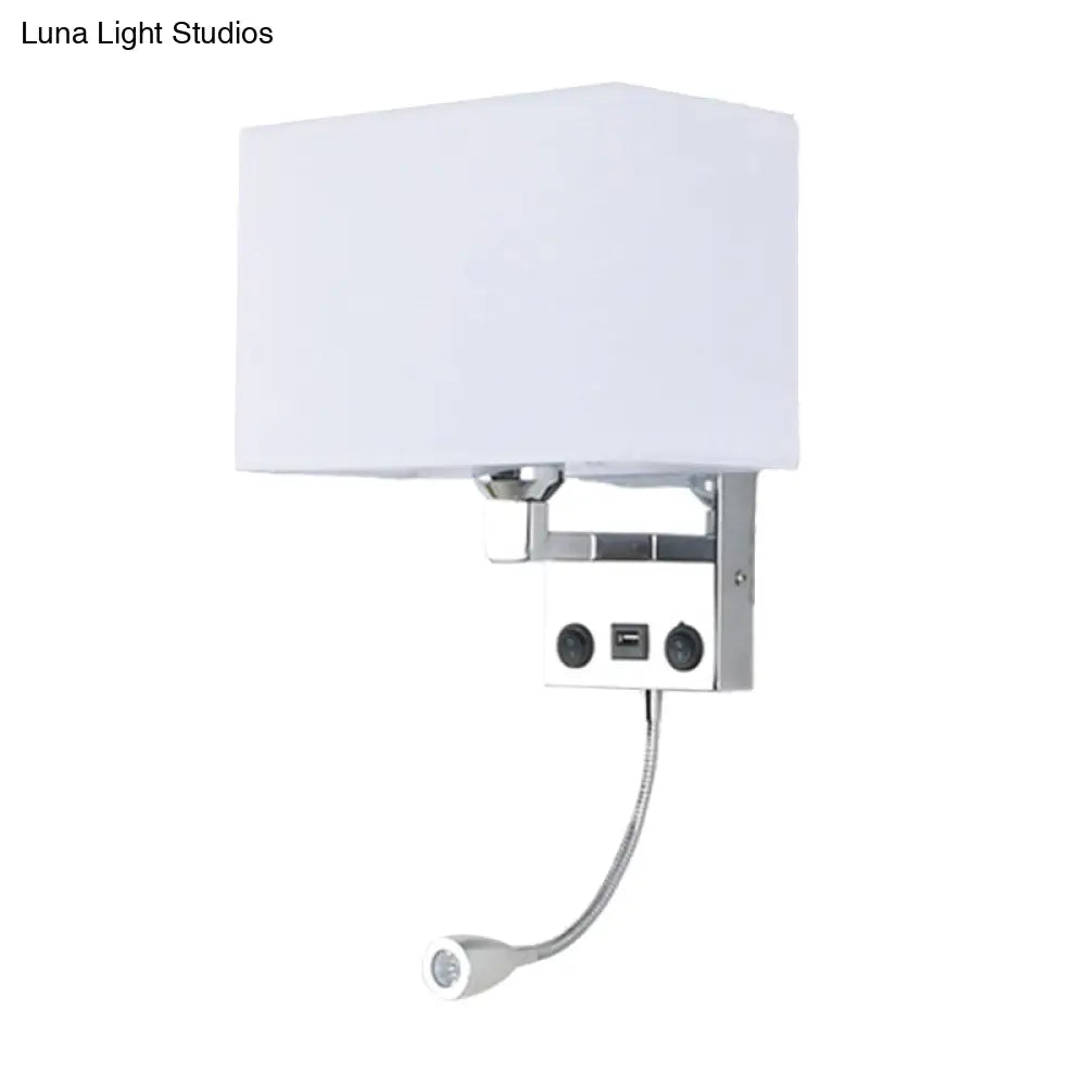 ديكوربايتس™ مصباح حائطي مكعبي حديث من ديكوربايتس™ مزود بمنفذ USB وكشاف وغطاء قماشي (أسود/أبيض/كحلي)