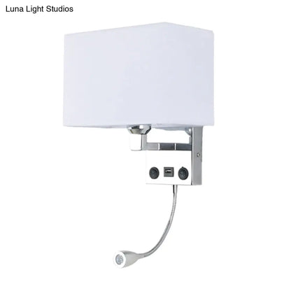 ديكوربايتس™ مصباح حائطي مكعبي حديث من ديكوربايتس™ مزود بمنفذ USB وكشاف وغطاء قماشي (أسود/أبيض/كحلي)