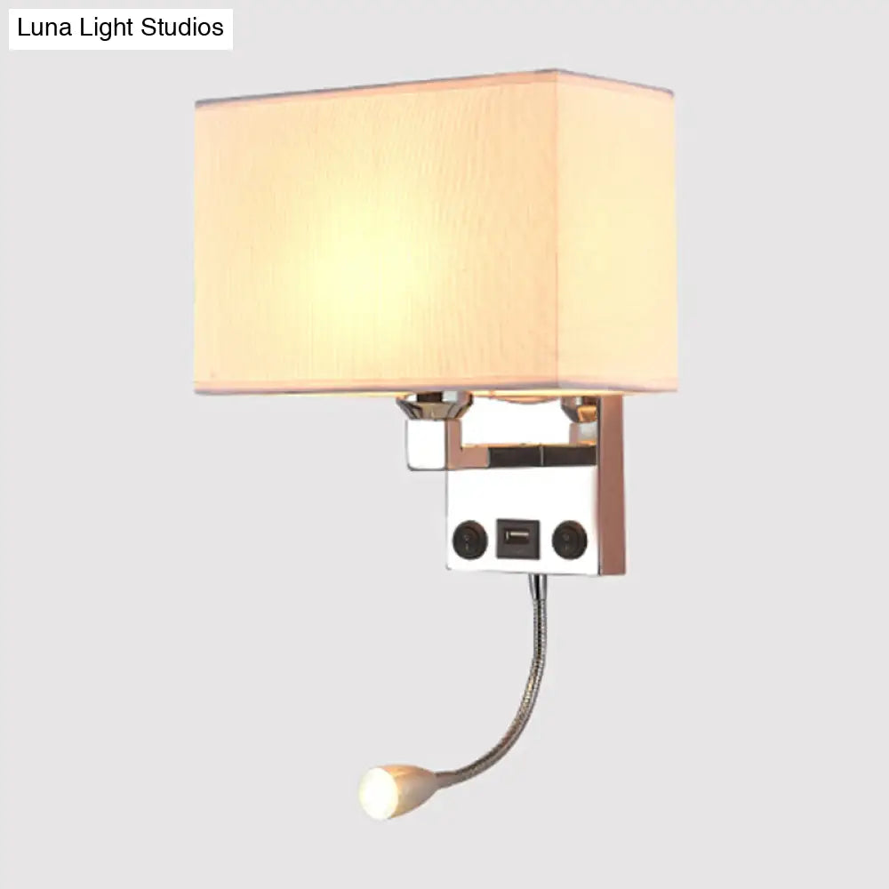 ديكوربايتس™ مصباح حائطي مكعبي حديث من ديكوربايتس™ مزود بمنفذ USB وكشاف وغطاء قماشي (أسود/أبيض/كحلي)