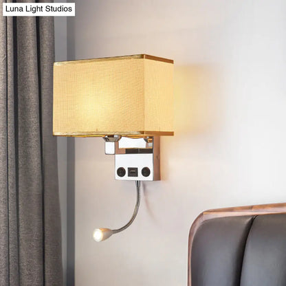 ديكوربايتس™ مصباح حائطي مكعبي حديث من ديكوربايتس™ مزود بمنفذ USB وكشاف وغطاء قماشي (أسود/أبيض/كحلي)