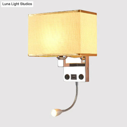 ديكوربايتس™ مصباح حائطي مكعبي حديث من ديكوربايتس™ مزود بمنفذ USB وكشاف وغطاء قماشي (أسود/أبيض/كحلي)