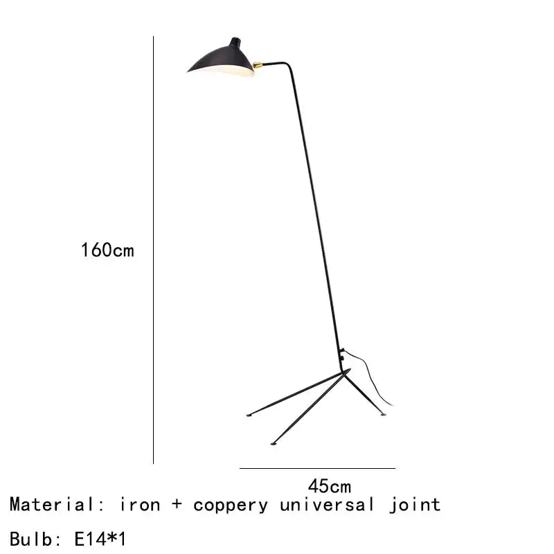 Modern curved black metal floor lamp with copper joint and adjustable arm for bedroom reading by decorbites black metal