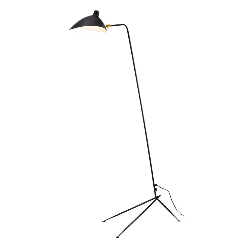Modern curved black metal floor lamp with sleek curved neck and tripod base for bedroom reading lighting decorbites black metal floor lamp