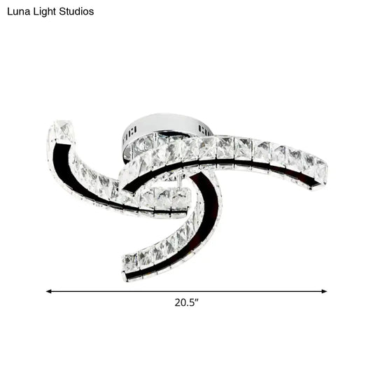 DecorBites™ DecorBites™ Modern Curved Crystal Block LED Ceiling Lamp in Stainless-Steel - Warm/White Light