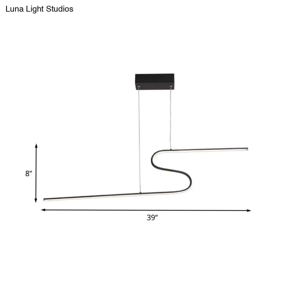 Lámpara colgante moderna curva para comedor - Araña LED acrílica en negro - Opciones de luz cálida, blanca o natural