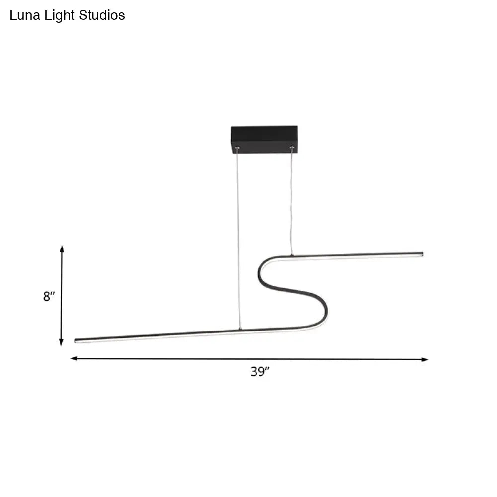 Lámpara colgante moderna curva para comedor - Araña LED acrílica en negro - Opciones de luz cálida, blanca o natural