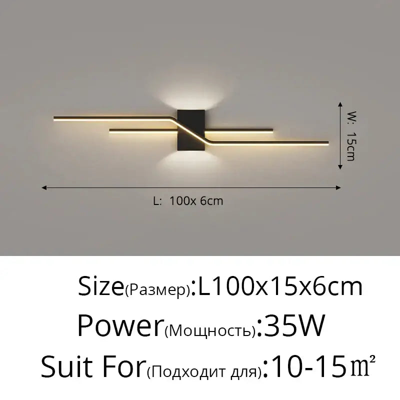 Modern curved gold led wall lamp with sleek black and gold finish featuring intersecting horizontal led strips for decorbites led wall lighting