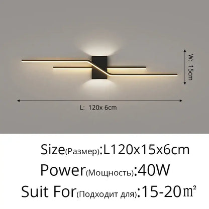 Modern curved gold led wall lamp with sleek black center and intersecting light bars perfect for bedroom decorbites led wall