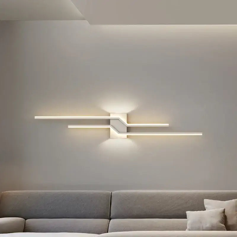 Modern white led wall lamp with sleek intersecting bars and minimalist geometric design for decorbites led wall lighting