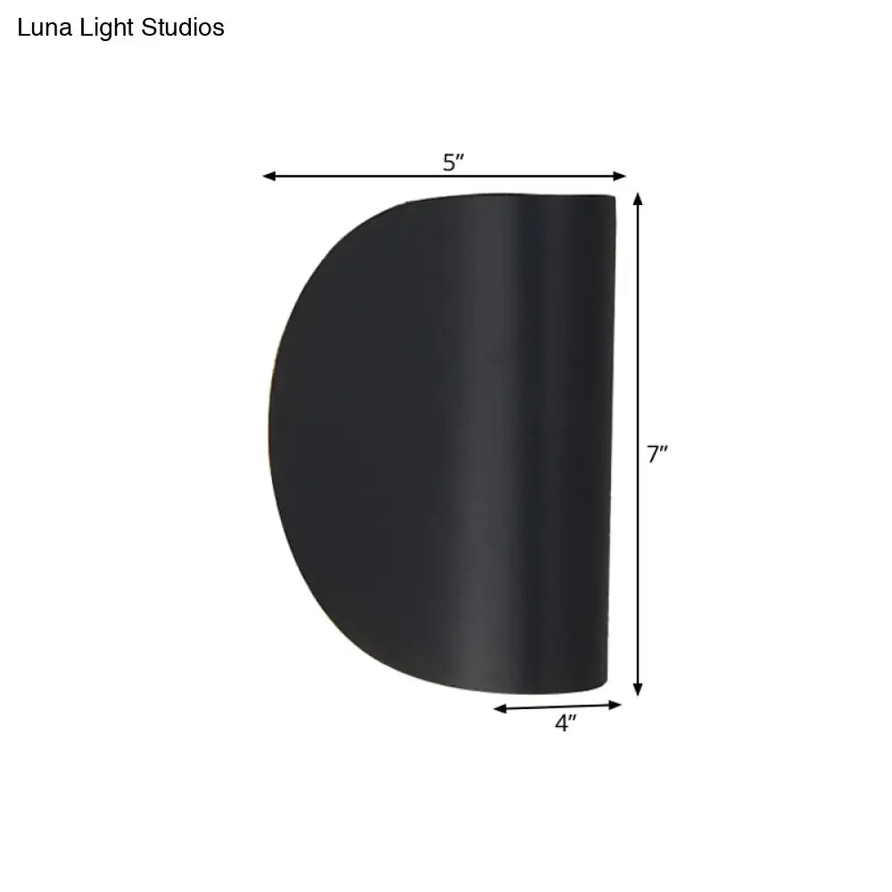 Black semi-circular wall sconce light with matte finish 5x7x4 inches for modern bedroom ambient lighting