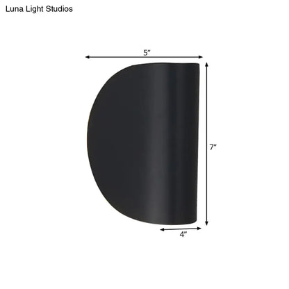 Black semi-circular wall sconce light with matte finish 5x7x4 inches for modern bedroom ambient lighting