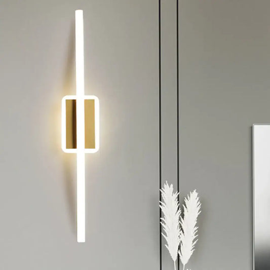 Modern curved linear gold and coffee led wall sconce with sleek vertical curved linear aluminum light panel for dining room
