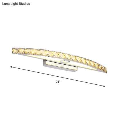 DecorBites™ DecorBites™ Modern Curved Vanity Lighting: Clear/Champagne Crystal LED Wall Mounted Lamp - 17"/21" W - Warm/White Light