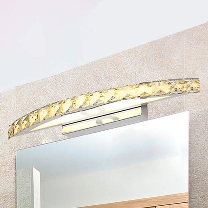 DecorBites™ DecorBites™ Modern Curved Vanity Lighting: Clear/Champagne Crystal LED Wall Mounted Lamp - 17"/21" W - Warm/White Light