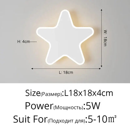 Modern curved white star-shaped led wall sconces with glowing outline for bedroom lighting by decorbites led wall