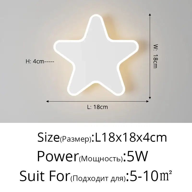 Modern curved white star-shaped led wall sconces with glowing outline for bedroom lighting by decorbites led wall