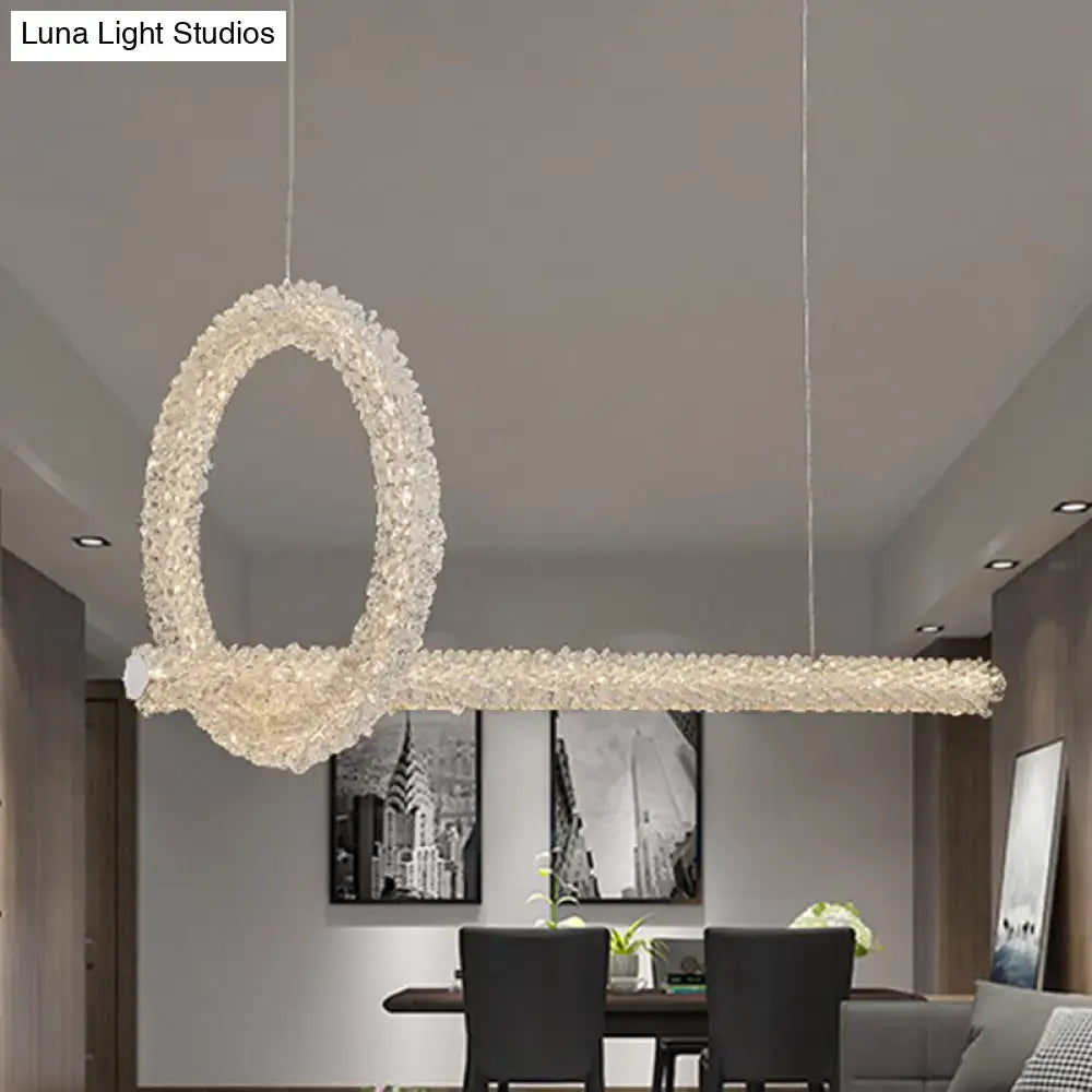 Modern cut crystal brass ceiling light pendant with crystal-encrusted key design and sleek metallic frame 110v-120v