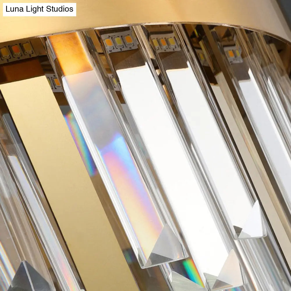 Lámpara de araña moderna de cristal tallado con LED dorado para comedor