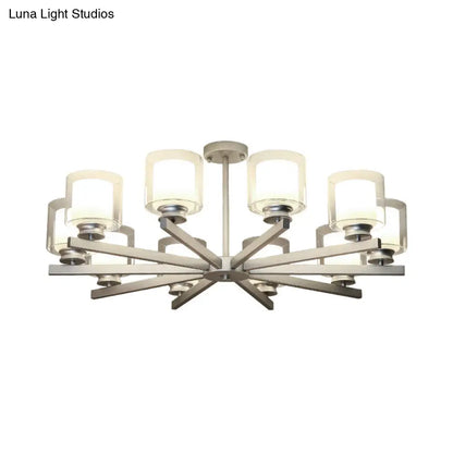 Lámpara de araña cilíndrica moderna: negra/dorada/plateada, 3/6/8 luces, lámpara colgante de cristal transparente para dormitorio