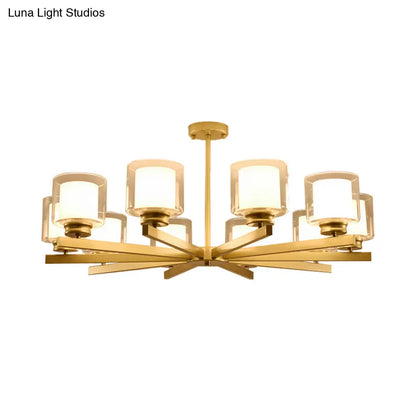 Lámpara de araña cilíndrica moderna: negra/dorada/plateada, 3/6/8 luces, lámpara colgante de cristal transparente para dormitorio