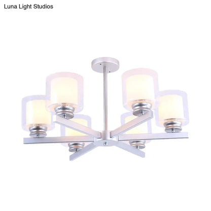 Lámpara de araña cilíndrica moderna: negra/dorada/plateada, 3/6/8 luces, lámpara colgante de cristal transparente para dormitorio