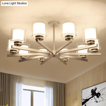 Lámpara de araña cilíndrica moderna: negra/dorada/plateada, 3/6/8 luces, lámpara colgante de cristal transparente para dormitorio