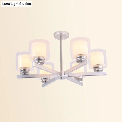 Lámpara de araña cilíndrica moderna: negra/dorada/plateada, 3/6/8 luces, lámpara colgante de cristal transparente para dormitorio