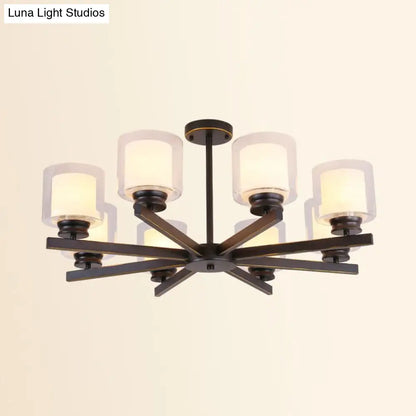 Lámpara de araña cilíndrica moderna: negra/dorada/plateada, 3/6/8 luces, lámpara colgante de cristal transparente para dormitorio